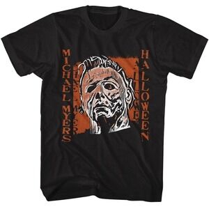 Halloween Spooky Myers Horror Slasher Graphic Black T-Shirt